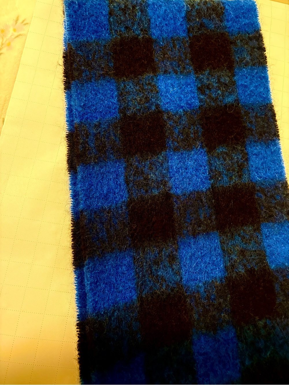 Rag & Bone Royal Blue and Black Plaid Alpaca Blend Scarf (NEW)